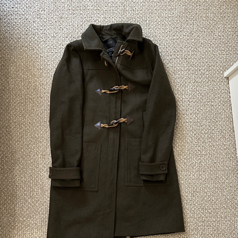 J. Crew Olive Toggle Trench Coat